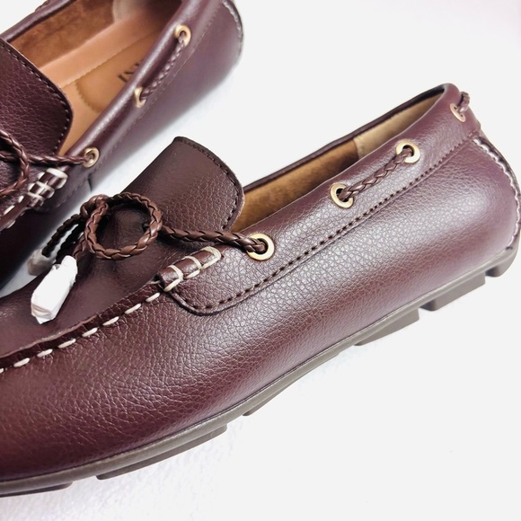 NWT Alfani Brown Pebble Leather Square Toe Tanner Driver Loafers Shoes 9.5 main image 12